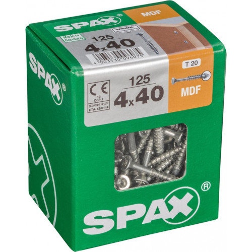 Lot de 125 vis acier tête fraisée SPAX, Diam.4 mm x L.40 mm - SPAX