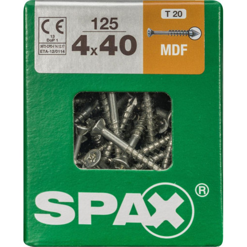 Lot de 125 vis acier tête fraisée SPAX, Diam.4 mm x L.40 mm - SPAX