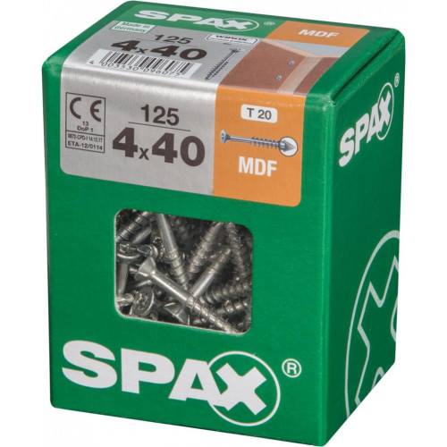 Lot de 125 vis acier tête fraisée SPAX, Diam.4 mm x L.40 mm - SPAX