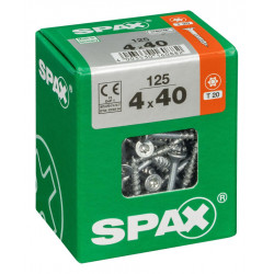 Lot de 125 vis acier tête fraisée torx SPAX, Diam.4 mm x L.40 mm - SPAX