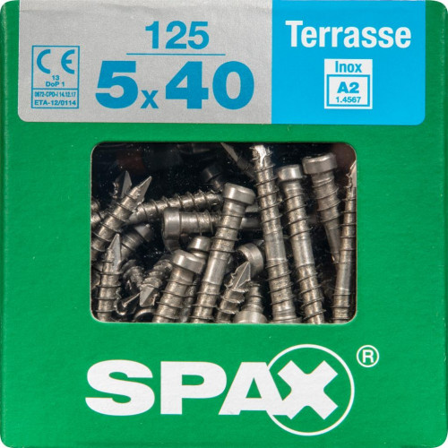 Lot de 125 vis inox tête cylindrique SPAX, Diam.5 mm x L.40 mm - SPAX