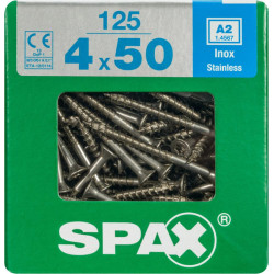 Lot de 125 vis inox tête fraisée torx SPAX, Diam.4 mm x L.50 mm - SPAX