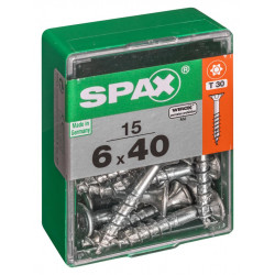 Lot de 15 vis acier tête autofraisée plate SPAX, Diam.6 mm x L.40 mm de marque SPAX, référence: B6190300