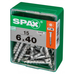 Lot de 15 vis acier tête autofraisée plate SPAX, Diam.6 mm x L.40 mm - SPAX