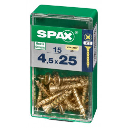 Lot de 15 vis acier tête fraisée pozidriv SPAX, Diam.4.5 mm x L.25 mm - SPAX