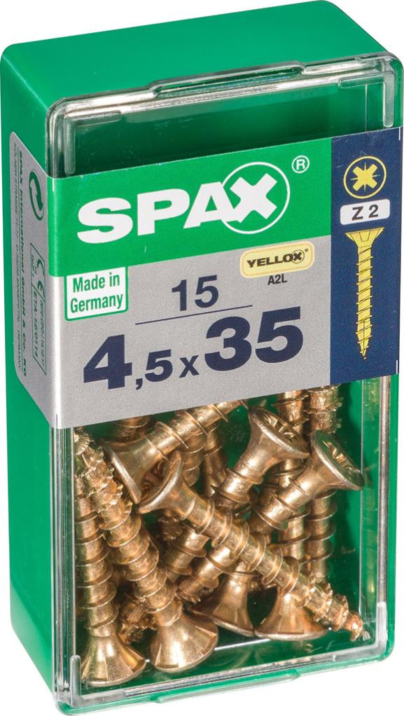 Vis SPAX Tête fraisée Acier Diam. 4.5 mm Long. 35 mm Lot de 15 - vue 2