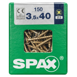 Lot de 150 vis acier tête fraisée pozidriv SPAX, Diam.3.5 mm x L.40 mm - SPAX