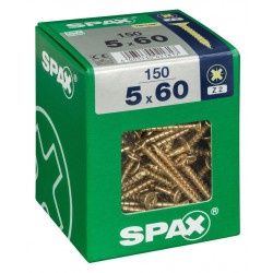 Lot de 150 vis acier tête fraisée pozidriv SPAX, Diam.5 mm x L.60 mm de marque SPAX, référence: B6191400