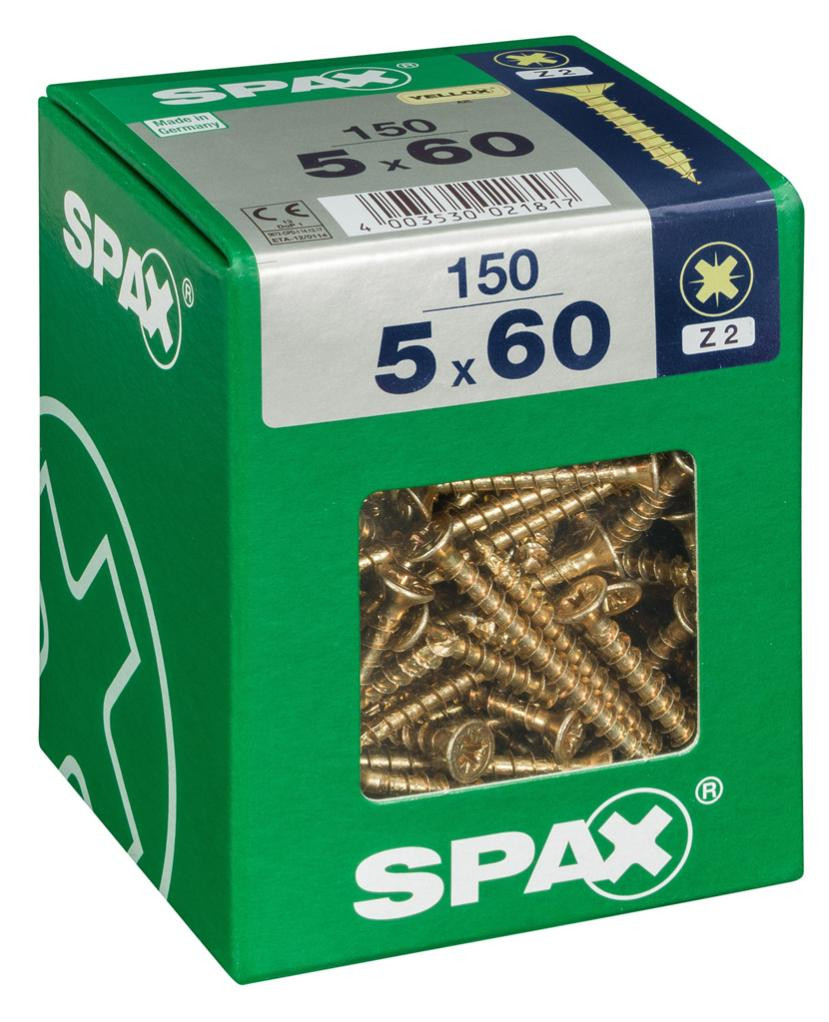 Lot de 150 vis acier tête fraisée pozidriv SPAX Diam.5 mm x .60 mm - vue 2