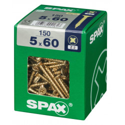 Lot de 150 vis acier tête fraisée pozidriv SPAX, Diam.5 mm x L.60 mm - SPAX