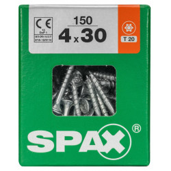 Lot de 150 vis acier tête fraisée torx SPAX, Diam.4 mm x L.30 mm - SPAX