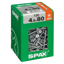Lot de 150 vis acier tête fraisée torx SPAX, Diam.4.5 mm x L.80 mm de marque SPAX, référence: B6191800