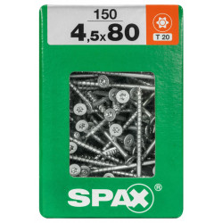 Lot de 150 vis acier tête fraisée torx SPAX, Diam.4.5 mm x L.80 mm - SPAX