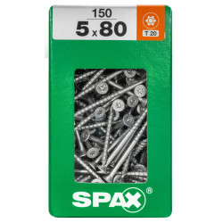 Lot de 150 vis acier tête fraisée torx SPAX, Diam.5 mm x L.80 mm - SPAX