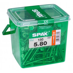 Lot de 150 vis acier tête fraisée torx SPAX, Diam.5 mm x L.80 mm de marque SPAX, référence: B6192000