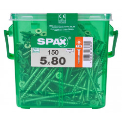 Lot de 150 vis acier tête fraisée torx SPAX, Diam.5 mm x L.80 mm - SPAX