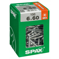 Lot de 150 vis acier tête fraisée torx SPAX, Diam.6 mm x L.60 mm de marque SPAX, référence: B6192100