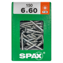 Lot de 150 vis acier tête fraisée torx SPAX, Diam.6 mm x L.60 mm - SPAX