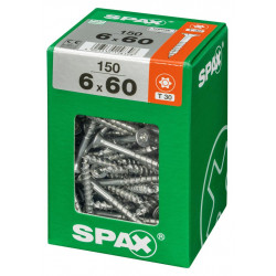 Lot de 150 vis acier tête fraisée torx SPAX, Diam.6 mm x L.60 mm - SPAX