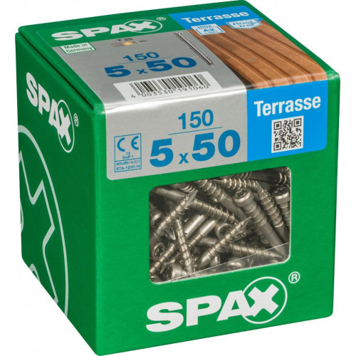 Lot de 150 vis inox tête cylindrique SPAX, Diam.5 mm x L.50 mm - SPAX