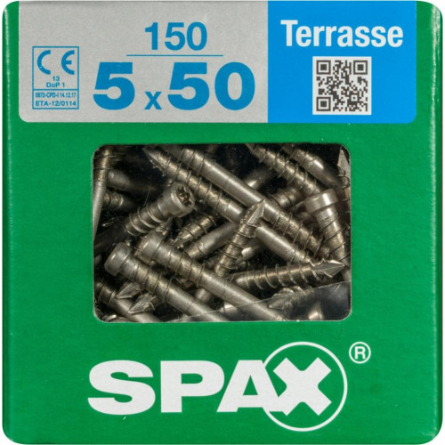 Lot de 150 vis inox tête cylindrique SPAX, Diam.5 mm x L.50 mm - SPAX