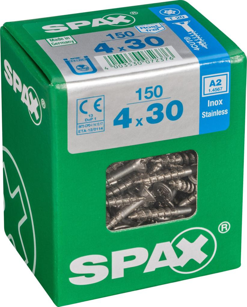 Lot de 150 vis inox tête fraisée torx SPAX Diam.4 mm x .30 mm - vue 2