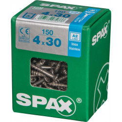 Lot de 150 vis inox tête fraisée torx SPAX, Diam.4 mm x L.30 mm - SPAX