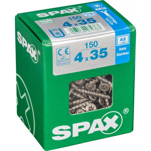 Lot de 150 vis inox tête fraisée torx SPAX, Diam.4 mm x L.35 mm - SPAX