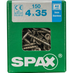 Lot de 150 vis inox tête fraisée torx SPAX, Diam.4 mm x L.35 mm - SPAX