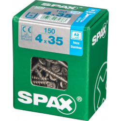 Lot de 150 vis inox tête fraisée torx SPAX, Diam.4 mm x L.35 mm - SPAX