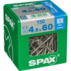 Lot de 150 vis inox tête fraisée torx SPAX, Diam.4.5 mm x L.60 mm de marque SPAX, référence: B6192500