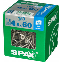 Lot de 150 vis inox tête fraisée torx SPAX, Diam.4.5 mm x L.60 mm - SPAX