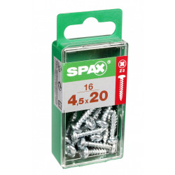 Lot de 16 vis acier tête ronde torx SPAX, Diam.4.5 mm x L.20 mm - SPAX