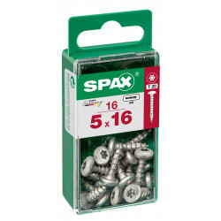 Lot de 16 vis acier tête ronde torx SPAX, Diam.5 mm x L.16 mm - SPAX