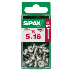Lot de 16 vis acier tête ronde torx SPAX, Diam.5 mm x L.16 mm - SPAX