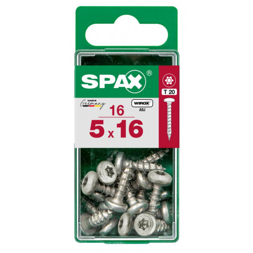 Lot de 16 vis acier tête ronde torx SPAX, Diam.5 mm x L.16 mm - SPAX