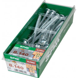 Lot de 16 vis acier torx SPAX, Diam.8 mm x L.140 mm - SPAX