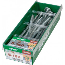 Lot de 16 vis acier torx SPAX, Diam.8 mm x L.160 mm - SPAX