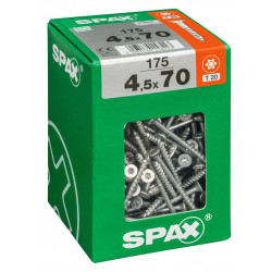 Lot de 175 vis acier tête fraisée torx SPAX, Diam.4.5 mm x L.70 mm de marque SPAX, référence: B6193300