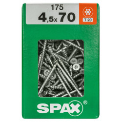 Lot de 175 vis acier tête fraisée torx SPAX, Diam.4.5 mm x L.70 mm - SPAX