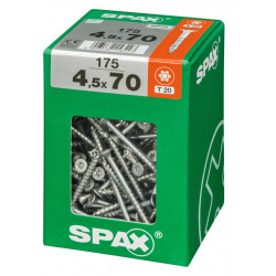 Lot de 175 vis acier tête fraisée torx SPAX, Diam.4.5 mm x L.70 mm - SPAX