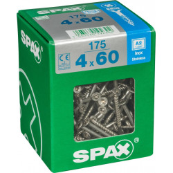 Lot de 175 vis inox tête fraisée torx SPAX, Diam.4 mm x L.60 mm - SPAX