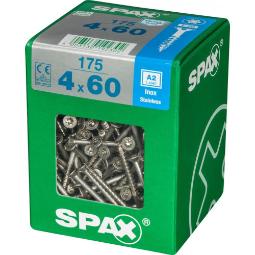 Lot de 175 vis inox tête fraisée torx SPAX, Diam.4 mm x L.60 mm - SPAX