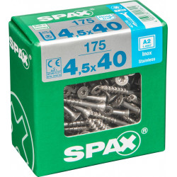 Lot de 175 vis inox tête fraisée torx SPAX, Diam.4.5 mm x L.40 mm de marque SPAX, référence: B6193500