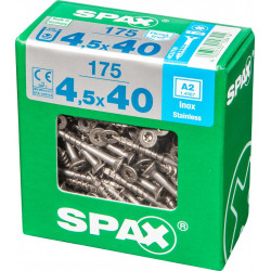 Lot de 175 vis inox tête fraisée torx SPAX, Diam.4.5 mm x L.40 mm - SPAX