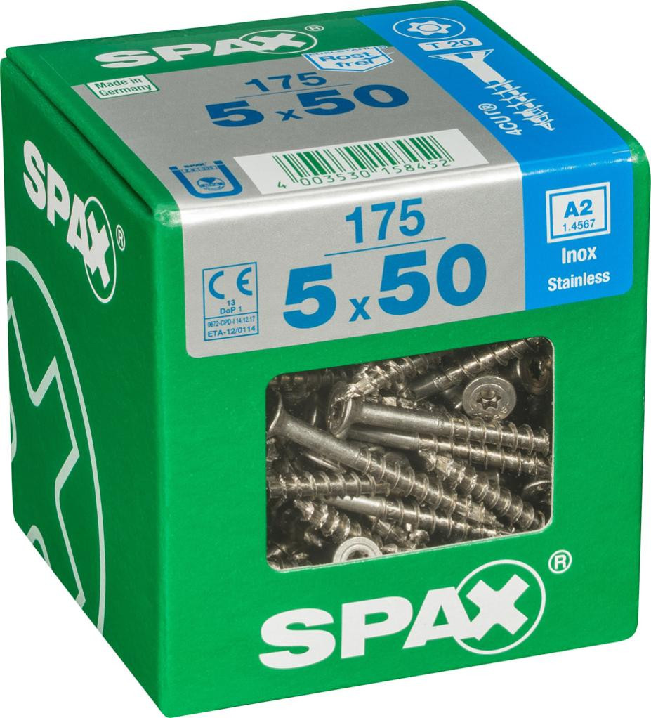 Lot de 175 vis inox tête fraisée torx SPAX Diam.5 mm x .50 mm - vue 2