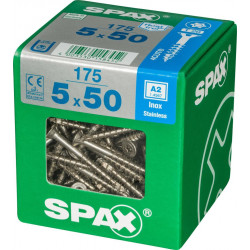 Lot de 175 vis inox tête fraisée torx SPAX, Diam.5 mm x L.50 mm - SPAX