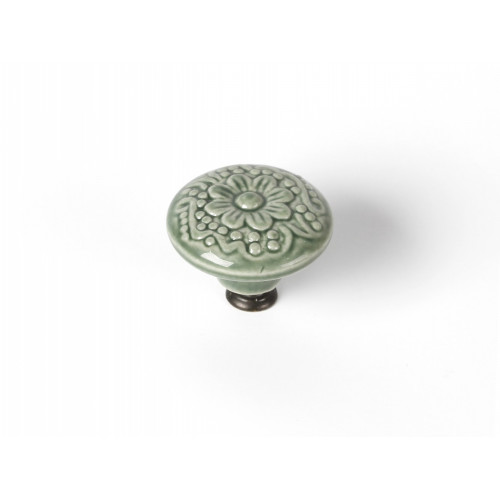 Bouton de meuble Rond porcelaine brillant vert H.27 x l.44 x P.44 mm - REI