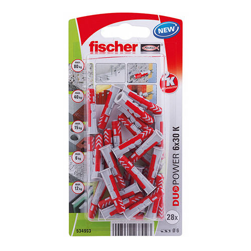 Chevilles à expansion ou à verrouillage de forme FISCHER, Diam.6 mm x L.30 mm - FISCHER