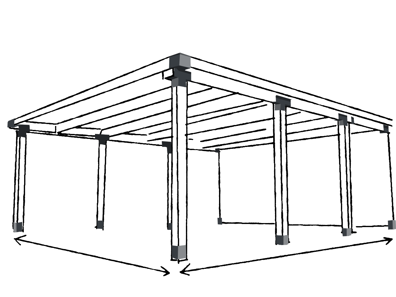 Connecteur Express Noir Assemblage Poteaux Bois 3 DIRECTIONS
